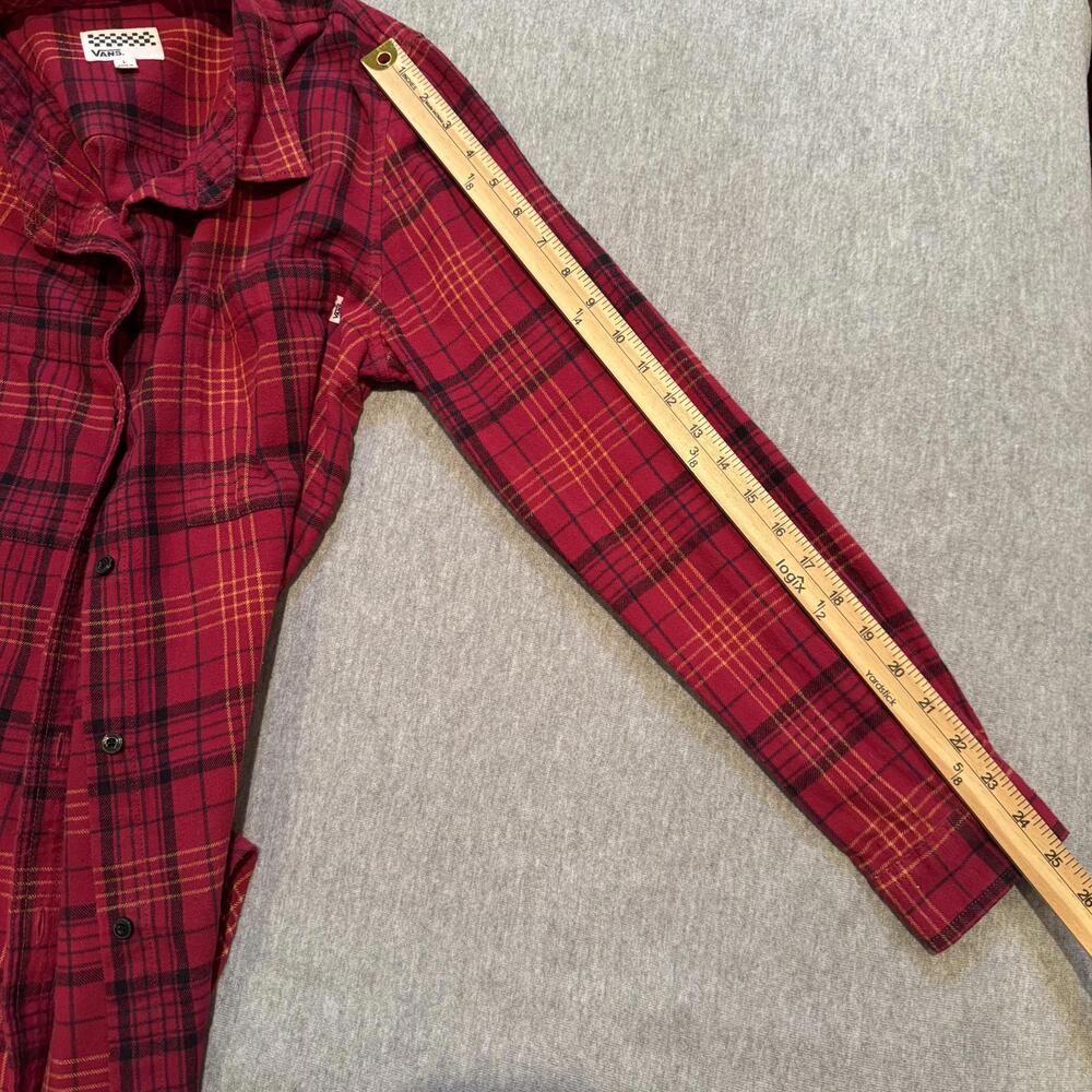 Vans Red Plaid Button-Up Flannel Casual Shirt - Men's Large - Picture 7 of 12